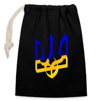 Ukraine Wappen Dreizack Gerfalke Trident Band V3 - Verschließbarer Geschenkbeutel aus Baumwolle (14x20cm) - Schwarz - Vorne