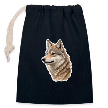 Wolf - Verschließbarer Geschenkbeutel aus Baumwolle (14x20cm) - Navy - Vorne
