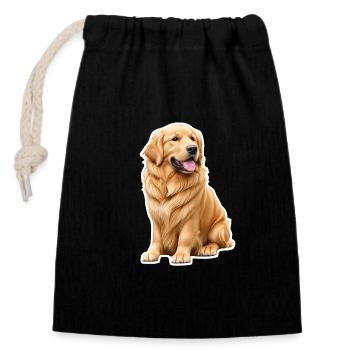 Golden Retriever - Closable cotton gift bag (14x20cm) - black - Front