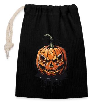 Halloween Schrecken um Mitternacht Grusel Kürbis - Verschließbarer Geschenkbeutel aus Baumwolle (14x20cm) - Schwarz - Vorne