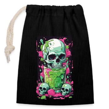 Gothic Skull Weirdcore Gift Illustration - Closable cotton gift bag (14x20cm) - black - Front