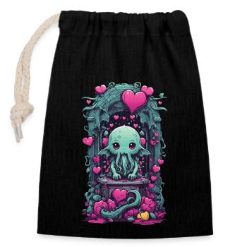 Pastel Goth Kawaii Monster Love Magic Design - Closable cotton gift bag (14x20cm) - black - Front
