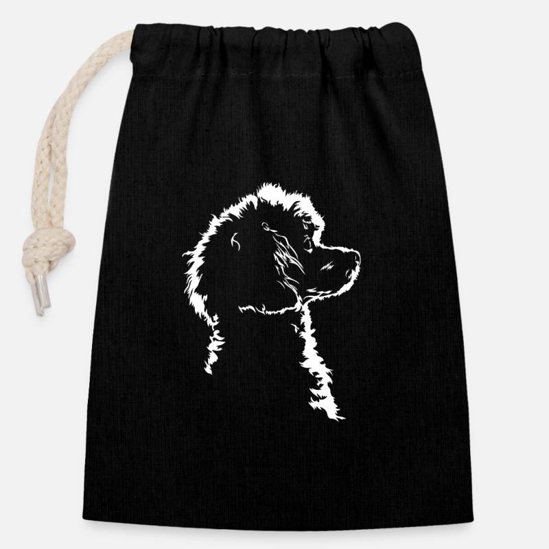 Pudel Hunde Hund Silhouette Zwergpudel Wilsigns - Verschließbarer Geschenkbeutel aus Baumwolle (14x20cm) - Schwarz