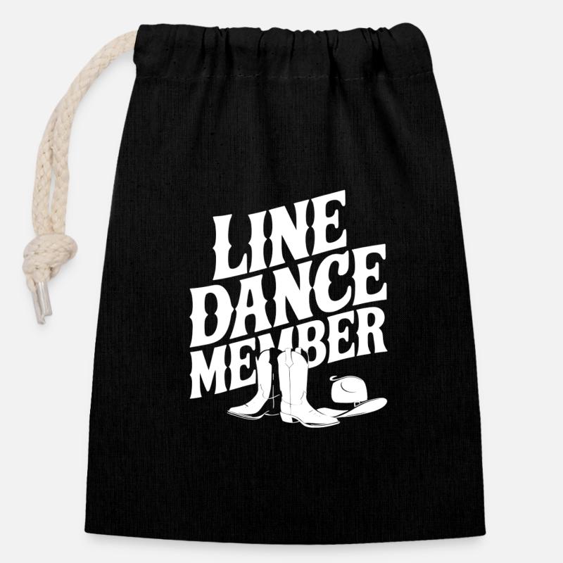 Line Dance Linedance mein Hobby Mitglied - Verschließbarer Geschenkbeutel aus Baumwolle (14x20cm) - Schwarz