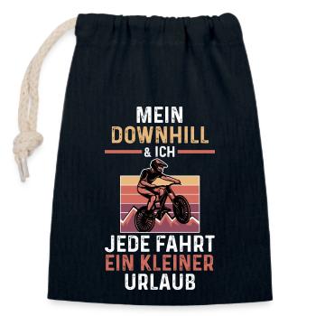 Mountainbike Fahrrad Downhill - Verschließbarer Geschenkbeutel aus Baumwolle (14x20cm) - Navy - Vorne