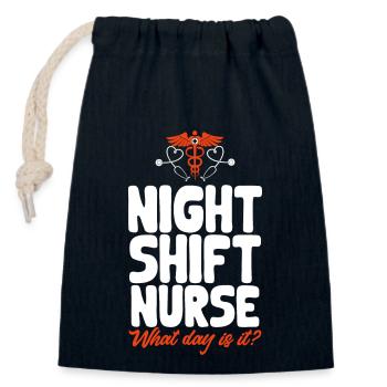 Infirmière de nuit - Sac cadeau en coton avec cordon (14 x 20 cm) - bleu marine - Devant