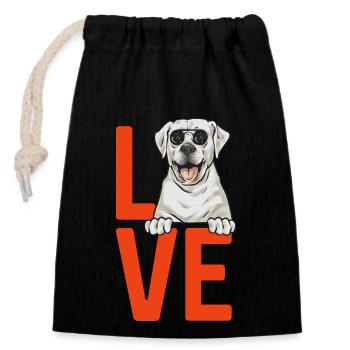 White Labrador Retriever White Lab - Closable cotton gift bag (14x20cm) - black - Front