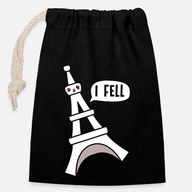France - Sac cadeau en coton avec cordon (14 x 20 cm) - noir