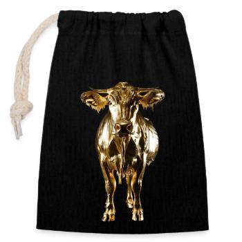 Cow - Closable cotton gift bag (14x20cm) - black - Front