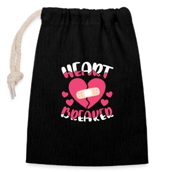 Heart Breaker - Verschließbarer Geschenkbeutel aus Baumwolle (14x20cm) - Schwarz - Vorne