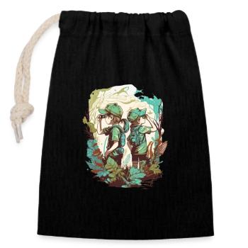 The little explorers - Closable cotton gift bag (14x20cm) - black - Front