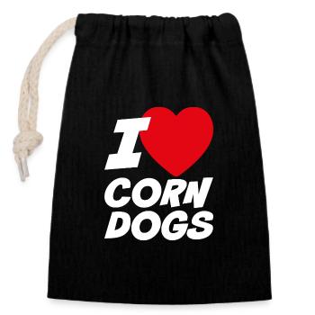 I Love Corn Dogs - Closable cotton gift bag (14x20cm) - black - Front