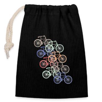 Vélos rétro - Sac cadeau en coton avec cordon (14 x 20 cm) - noir - Devant