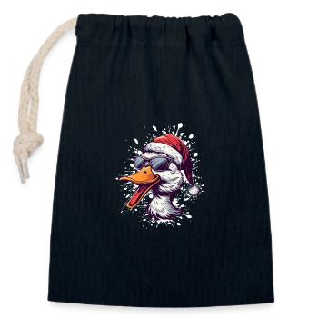 Duck Christmas Funny - Closable cotton gift bag (14x20cm) - navy - Front