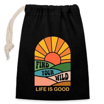 Find your wild - Closable cotton gift bag (14x20cm) - black - Front
