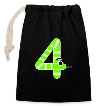 Numéro quatre 4 enfants anniversaire serpent - Sac cadeau en coton avec cordon (14 x 20 cm) - noir - Devant