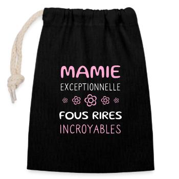 Mamie exceptionnelle. Cadeau humour mamie - Sac cadeau en coton avec cordon (14 x 20 cm) - noir - Devant
