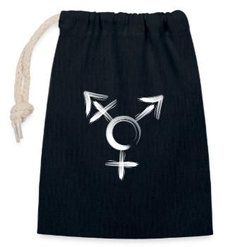 Symbol Transgender white - Closable cotton gift bag (14x20cm) - navy - Front