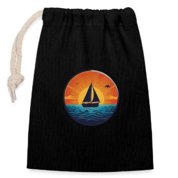 Sunset Ship - Verschließbarer Geschenkbeutel aus Baumwolle (14x20cm) - Schwarz - Vorne