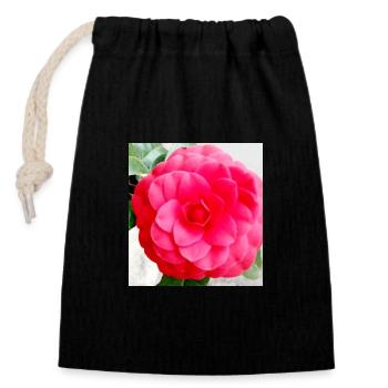 Camélia Rose Intense - Sac cadeau en coton avec cordon (14 x 20 cm) - noir - Devant