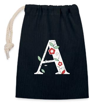 Buchstabe A Monogramm Retro - Verschließbarer Geschenkbeutel aus Baumwolle (14x20cm) - Navy - Vorne