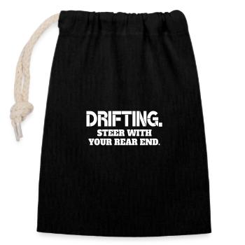 DRIFTING Steer With Your Rear End Race Car Funny - Closable cotton gift bag (14x20cm) - black - Front