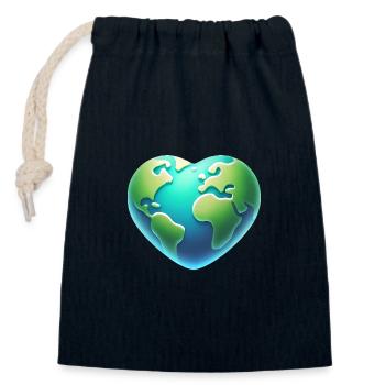 Herzförmige Erde Öko-Design - Verschließbarer Geschenkbeutel aus Baumwolle (14x20cm) - Navy - Vorne