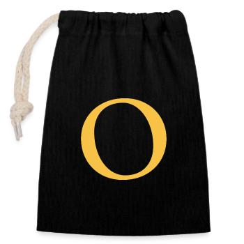 O - Closable cotton gift bag (14x20cm) - black - Front