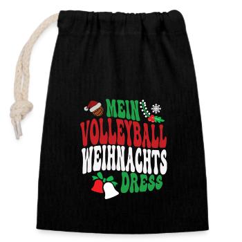 Weihnachten Volleyball Spielerin Volleyballerin - Verschließbarer Geschenkbeutel aus Baumwolle (14x20cm) - Schwarz - Vorne