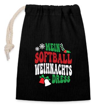 Weihnachten Softball Spielerin Softballspielerin - Verschließbarer Geschenkbeutel aus Baumwolle (14x20cm) - Schwarz - Vorne