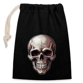 Crâne - Sac cadeau en coton avec cordon (14 x 20 cm) - noir - Devant