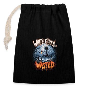 Goule blanche Halloween nuit Design - Sac cadeau en coton avec cordon (14 x 20 cm) - noir - Devant