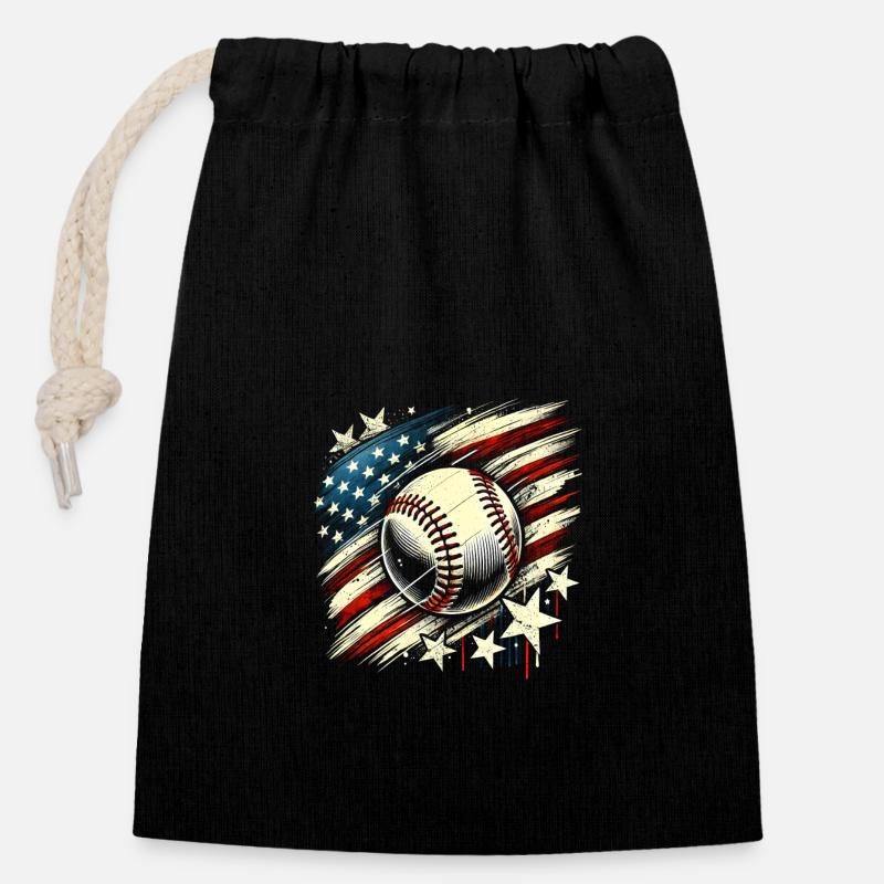 baseball usa grunge design - Verschließbarer Geschenkbeutel aus Baumwolle (14x20cm) - Schwarz