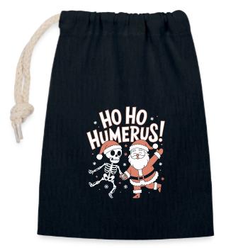 Ho Ho Humerus - Drôle de conception de Noël squelette - Sac cadeau en coton avec cordon (14 x 20 cm) - bleu marine - Devant