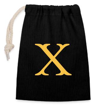 X - Closable cotton gift bag (14x20cm) - black - Front