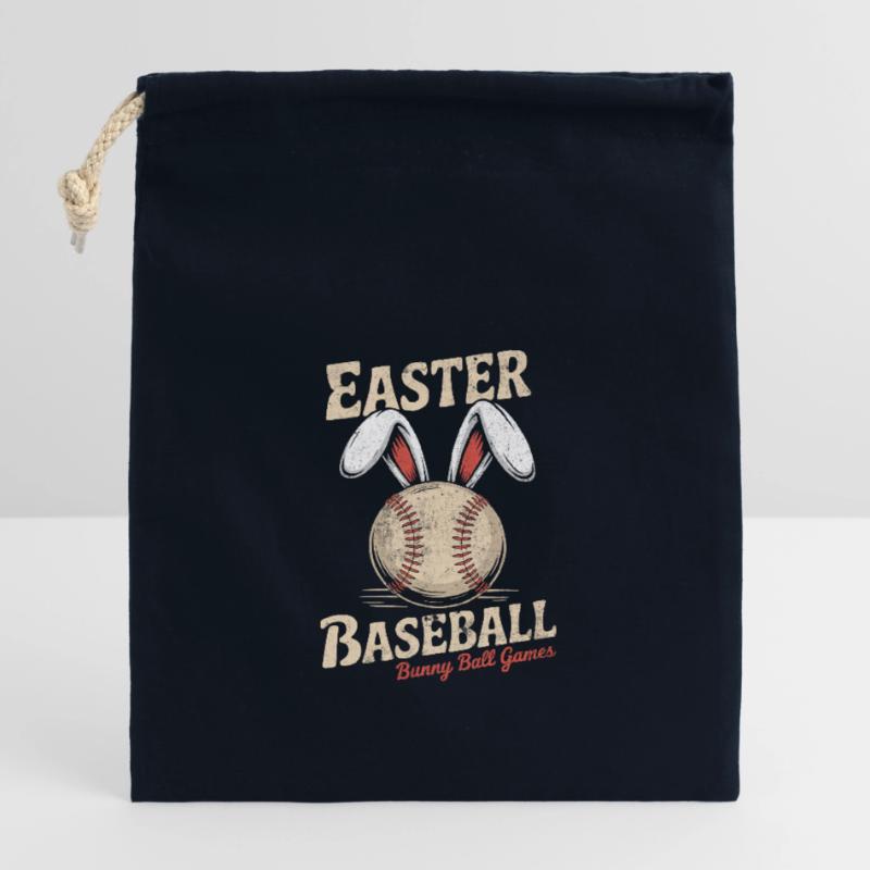Baseball avec oreilles de lapin Conception de Pâques Sac cadeau en coton avec cordon (14 x 20 cm)