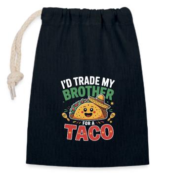 Échangez votre frère contre les tacos - Sac cadeau en coton avec cordon (14 x 20 cm) - bleu marine - Devant