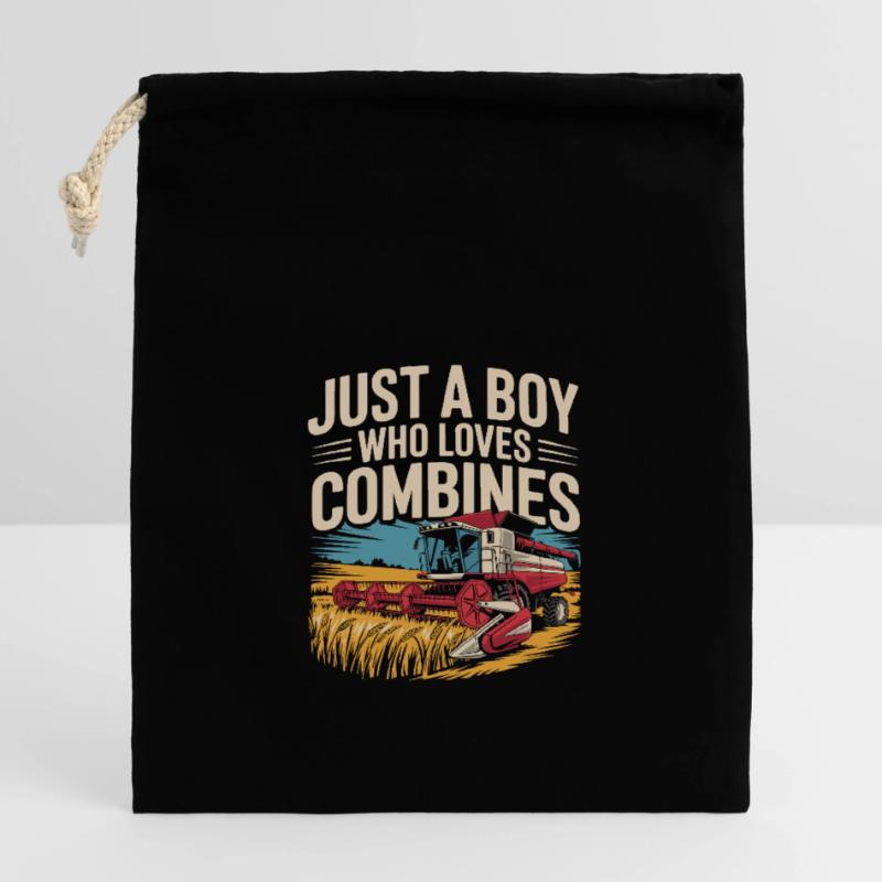 Juste un garçon qui aime les moissonneuses-batteuses Sac cadeau en coton avec cordon (14 x 20 cm)