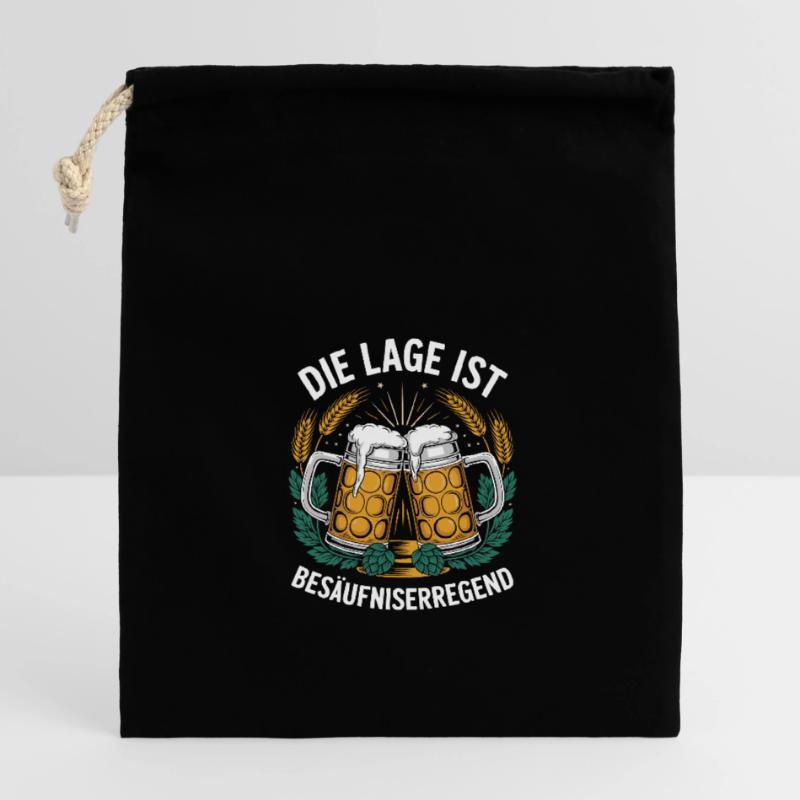 Funny Beer Design Closable cotton gift bag (14x20cm)