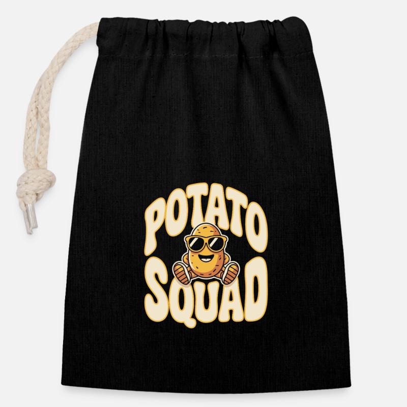 Potatis trupp - Förslutningsbar presentpåse av bomull (14 x 20 cm) - svart