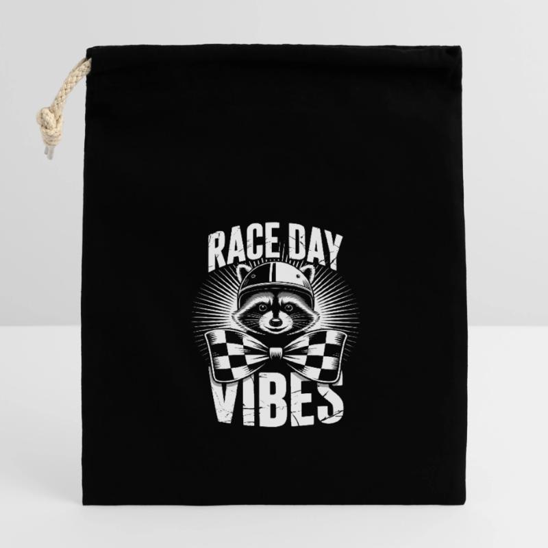 Vibrations du jour de la course Sac cadeau en coton avec cordon (14 x 20 cm)