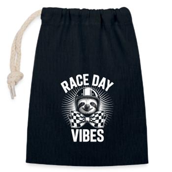 Race day vibes sloth - Verschließbarer Geschenkbeutel aus Baumwolle (14x20cm) - Navy - Vorne