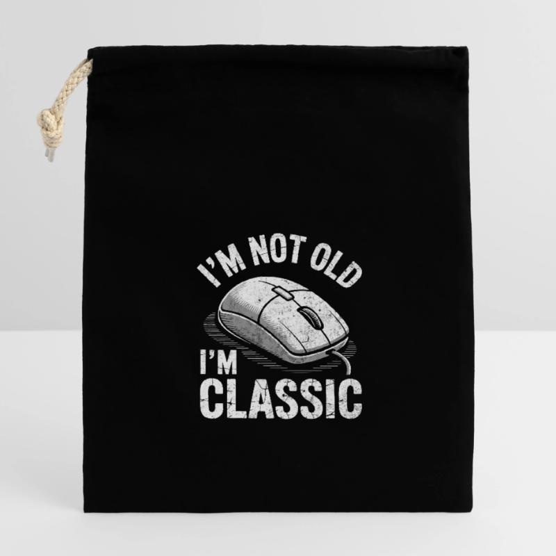 Funny In Classic Computer Mouse Closable cotton gift bag (14x20cm)