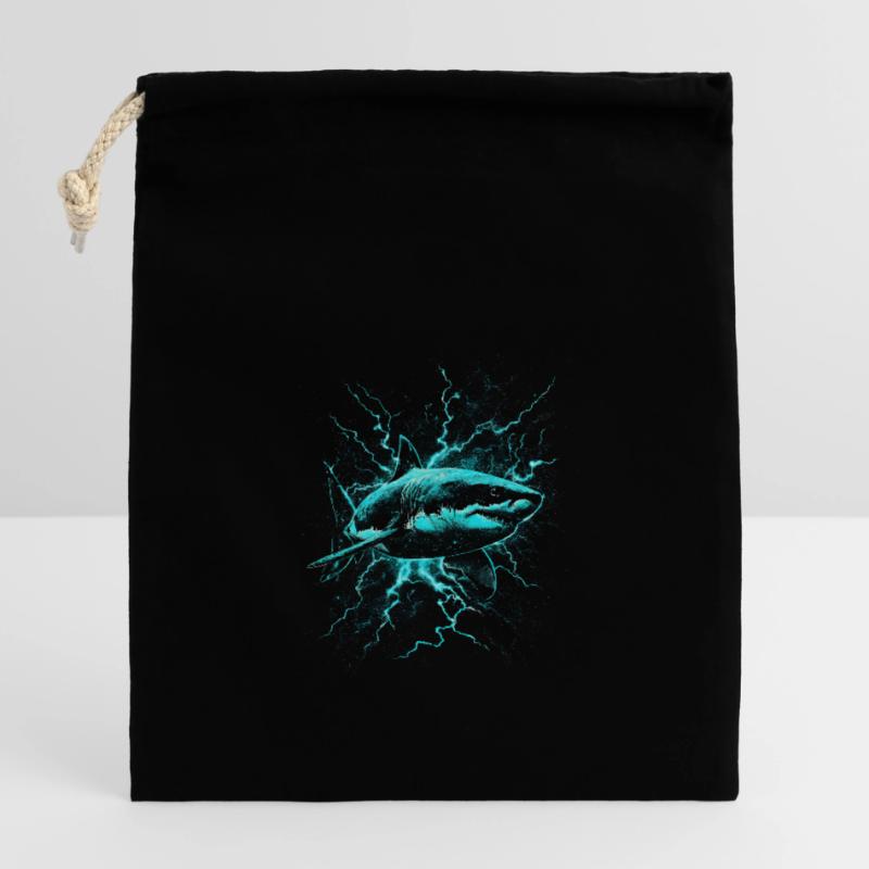 Design de requin cool Sac cadeau en coton avec cordon (14 x 20 cm)