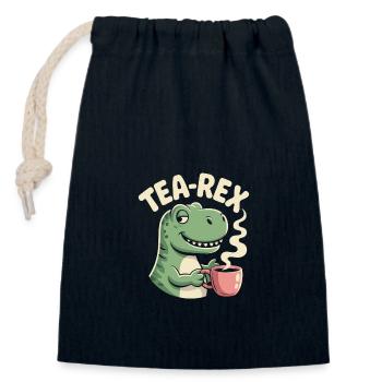 Conception de thé amusante avec Tea rex - Sac cadeau en coton avec cordon (14 x 20 cm) - bleu marine - Devant