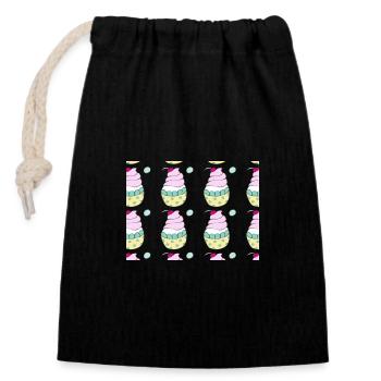 Delicious Cakes Pattern - Closable cotton gift bag (14x20cm) - black - Front