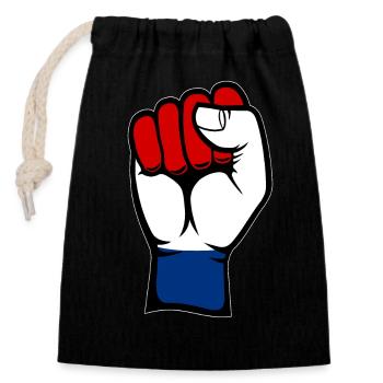 Poing du drapeau de la Hollande - Sac cadeau en coton avec cordon (14 x 20 cm) - noir - Devant