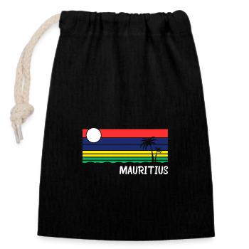 Mauritius Holiday Palm Trees Vintage Design Idea - Closable cotton gift bag (14x20cm) - black - Front