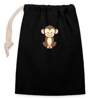 Le singe mignon est assis détendu - Sac cadeau en coton avec cordon (14 x 20 cm) - noir - Devant