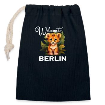 "Welcome to Berlin" Löwe - Stadtleben mit einem - Verschließbarer Geschenkbeutel aus Baumwolle (14x20cm) - Navy - Vorne